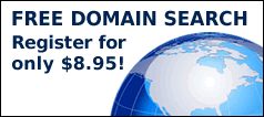 Free Domain Search, Domains Only $8.95!